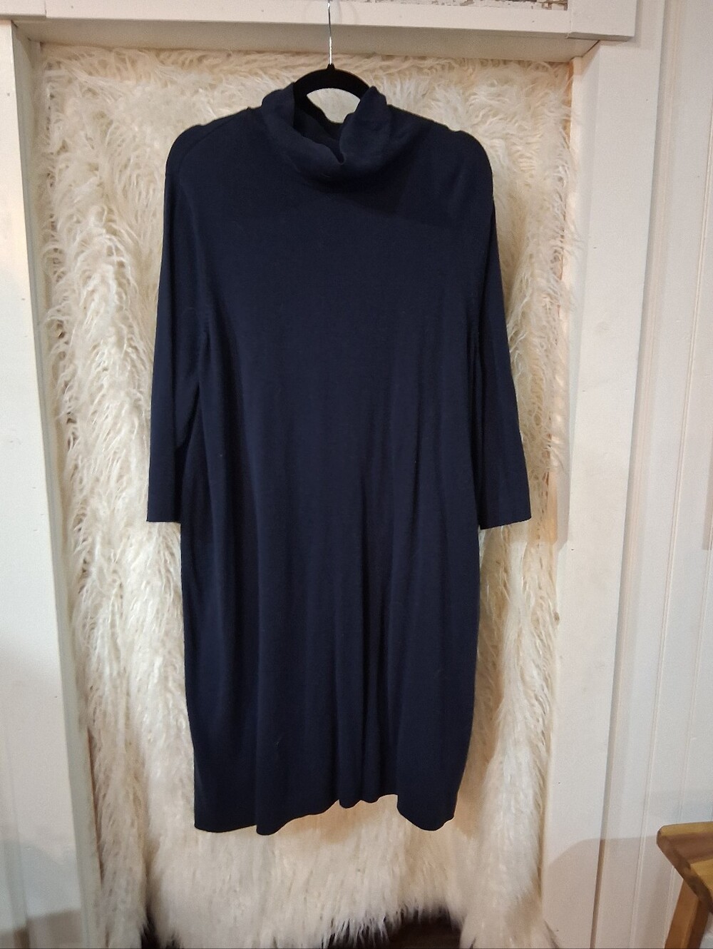 Women's Navy Turtleneck Sweater Dress